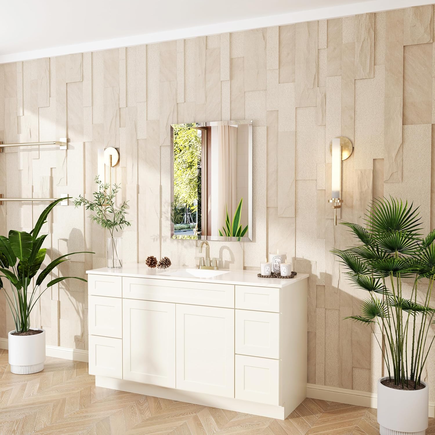 VocalStar Frameless Bathroom Mirror, 28 x 36 Rectangle Wall Mirror with Beveled Edge, Modern Decorative Vanity Mirrored for Living Room, Entryway, Bedroom | 1/4-Inch Shatterproof Glass